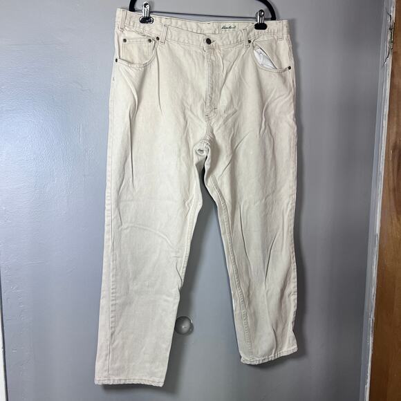 Vintage 90s Eddie Bauer Outdoor Outfitter Jeans Men’s 42x30 Beige 100% Cotton - Picture 1 of 9